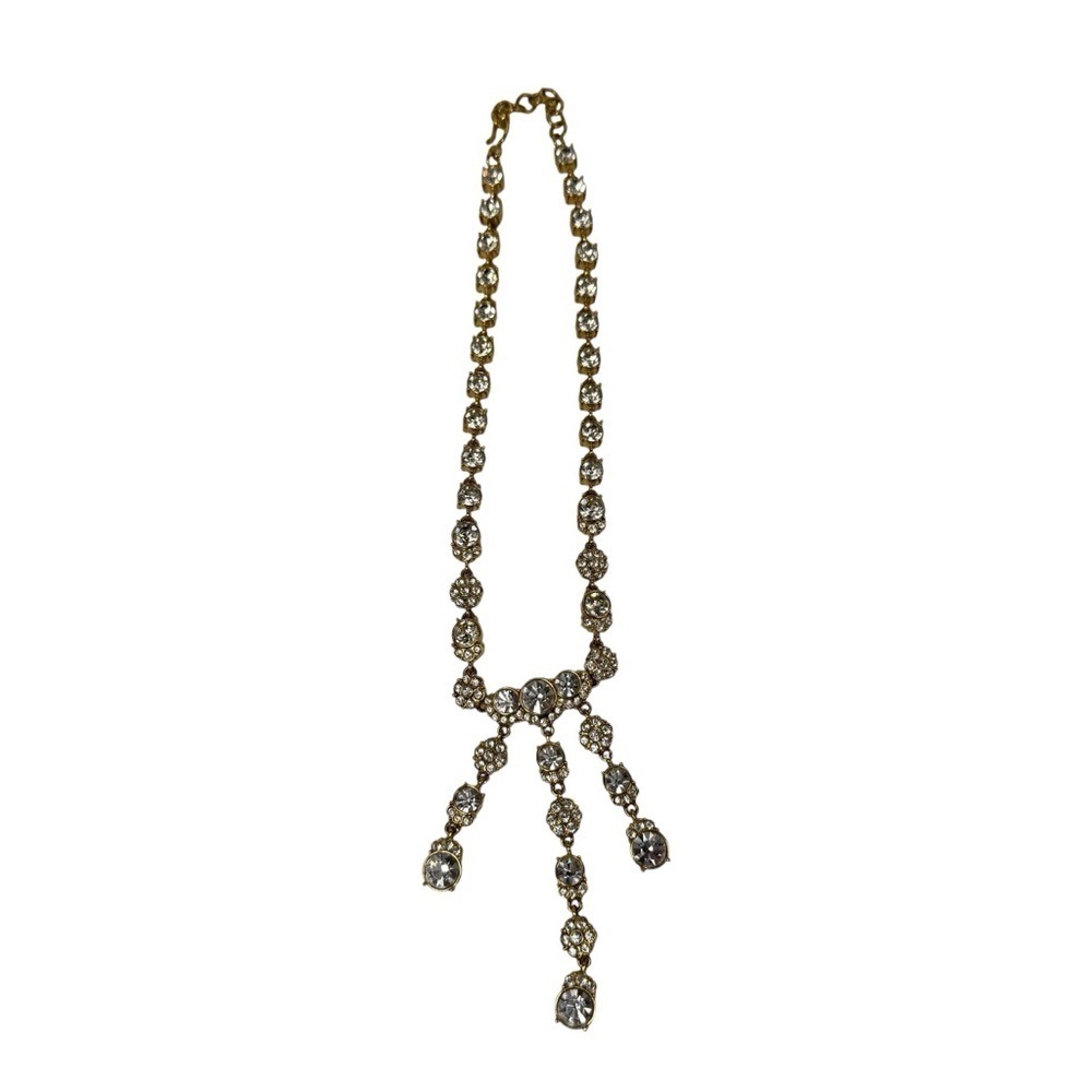Monet Gold Plated Crystal necklace, Signed vintage